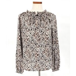 A‎ New Day Womens Size Small Black and White Blouse Lightweight Animal Print New